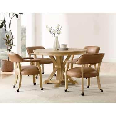 Poker Dining Table Rider, Round, 6-person, 48'', Brown